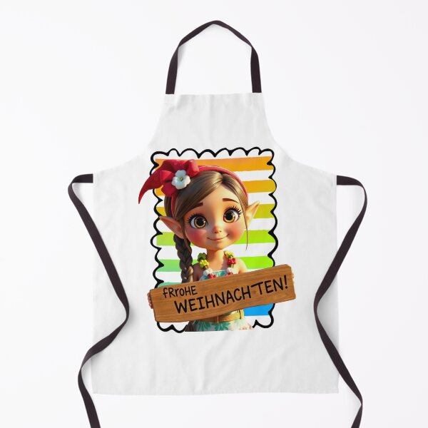 Item preview, Island Girl Elf Christmas Design | Cartoon Frohe Weihnachten Tropical Beach with Vintage Sunrise designed and sold by Sun Sand & Sea Art.