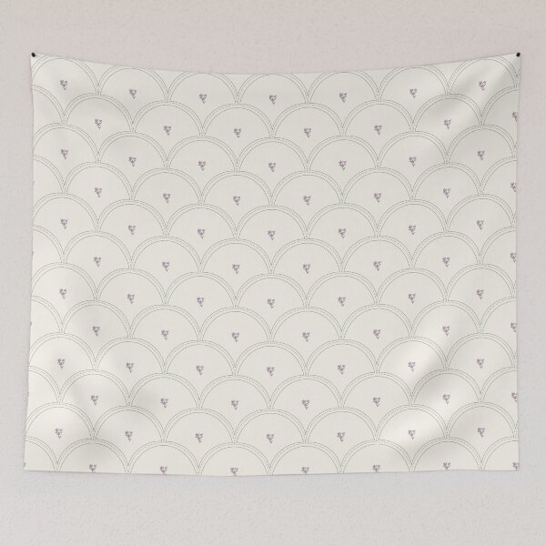 Item preview, Floral Scallop-purple & green on soft cream-medium designed and sold by artbyganga.