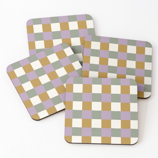 Item preview, checkered-purple-olive green-mustard yellow-soft cream - medium  designed and sold by artbyganga.