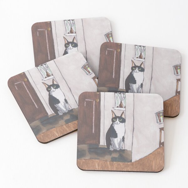 Item preview, Louie the Cat - Black and White House Cat designed and sold by Skeleton in a Cage Art Studio.