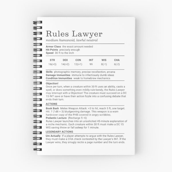 Item preview, Rules Lawyer DnD Joke Stat Block designed and sold by thegoblinwizard.