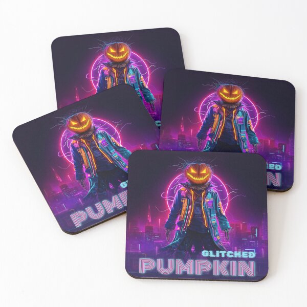 Item preview, Glitched Pumpkin Cyberpunk Neon Halloween Poster designed and sold by STITCHDROID.