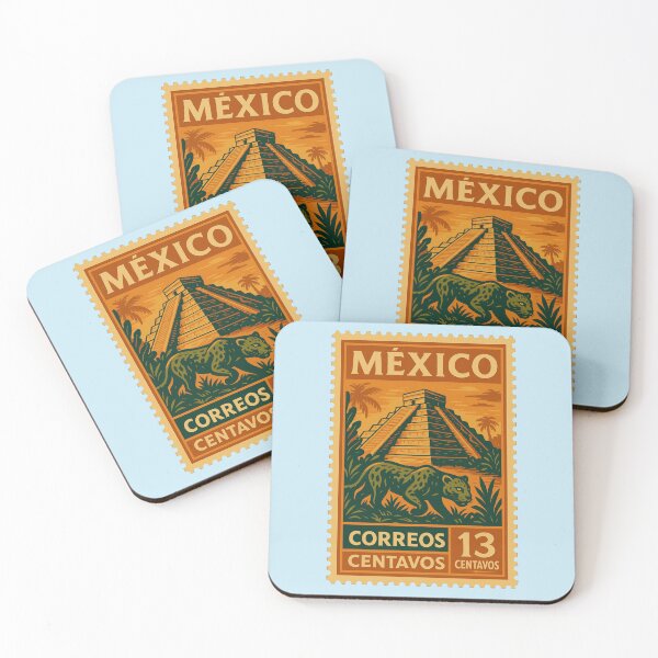 Item preview, Vintage Mexico Stamp – Chichén Itzá & Jaguar Design designed and sold by Travellerz.