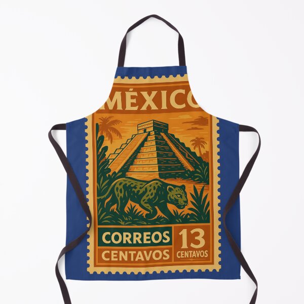 Item preview, Vintage Mexico Stamp – Chichén Itzá & Jaguar Design designed and sold by Travellerz.