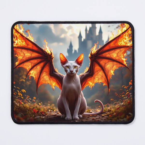 Item preview, A Sphynx Dragon Cat by a Castle designed and sold by Lava Tigers Art.