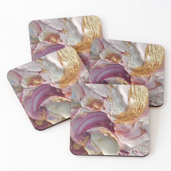 Item preview, Abstract Impasto Pink and Gold Leaf  designed and sold by PrincessaCharms.