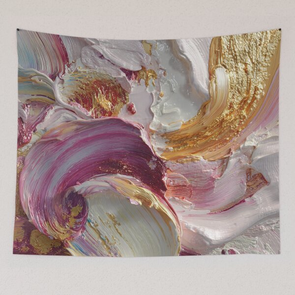 Item preview, Abstract Impasto Pink and Gold Leaf  designed and sold by PrincessaCharms.