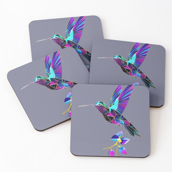 Item preview, Geometric Neon Hummingbird – Vibrant Line Art Bird with Dark Floral Accent designed and sold by Naturalite19.