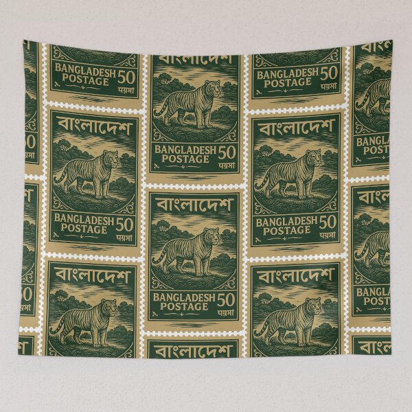 Item preview, Vintage Bangladesh Stamp – Bengal Tiger & Sundarbans Design designed and sold by Travellerz.