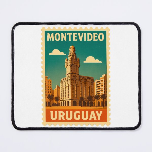 Artikelvorschau, Montevideo Palacio Salvo Vintage Briefmarke Illustration entworfen und verkauft von CleanQuotes.