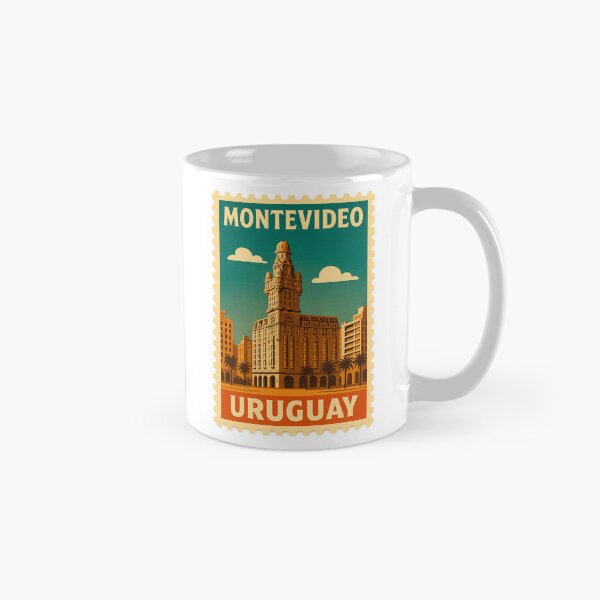 Item preview, Montevideo Palacio Salvo Vintage Postage Stamp Illustration designed and sold by CleanQuotes.