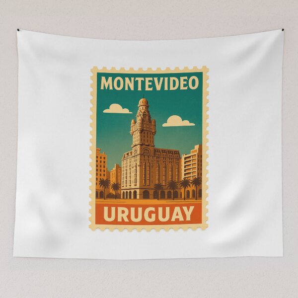 Item preview, Montevideo Palacio Salvo Vintage Postage Stamp Illustration designed and sold by CleanQuotes.