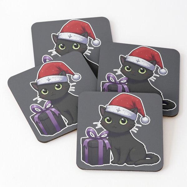 Item preview, Cute Black Cat in Gothic Santa Hat – Dark Holiday Charm designed and sold by DelyCada.