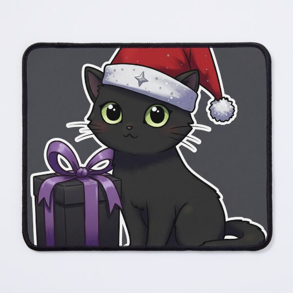 Item preview, Cute Black Cat in Gothic Santa Hat – Dark Holiday Charm designed and sold by DelyCada.