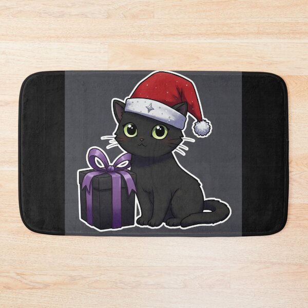 Item preview, Cute Black Cat in Gothic Santa Hat – Dark Holiday Charm designed and sold by DelyCada.