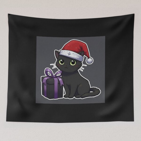 Item preview, Cute Black Cat in Gothic Santa Hat – Dark Holiday Charm designed and sold by DelyCada.