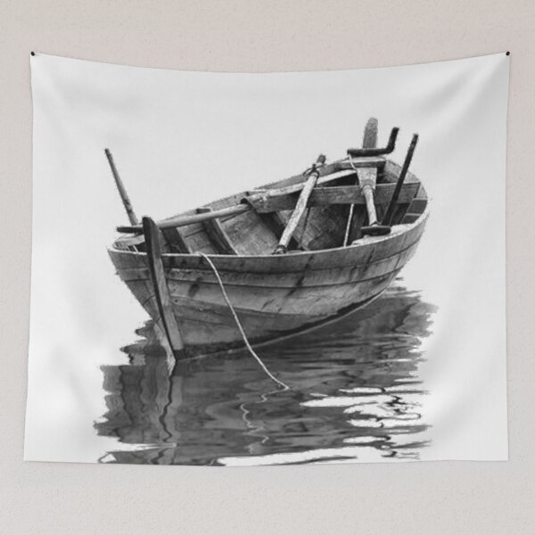 Item preview, Black White Row Boat Lake designed and sold by ChristinasMess.