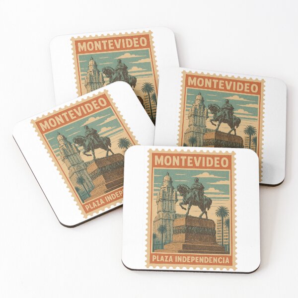 Item preview, Montevideo Plaza Independencia Vintage Postage Stamp Illustration designed and sold by CleanQuotes.