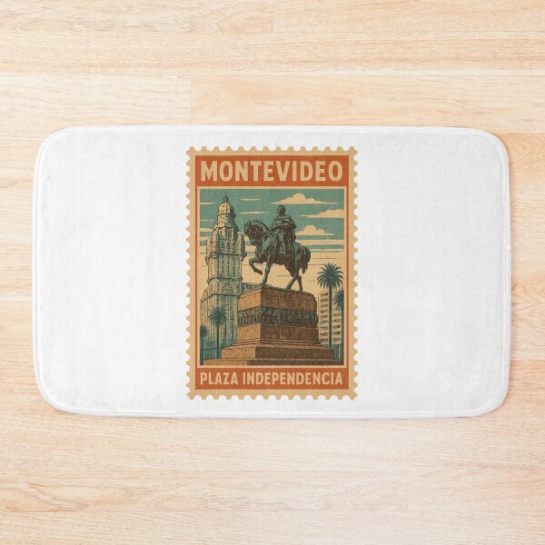 Item preview, Montevideo Plaza Independencia Vintage Postage Stamp Illustration designed and sold by CleanQuotes.