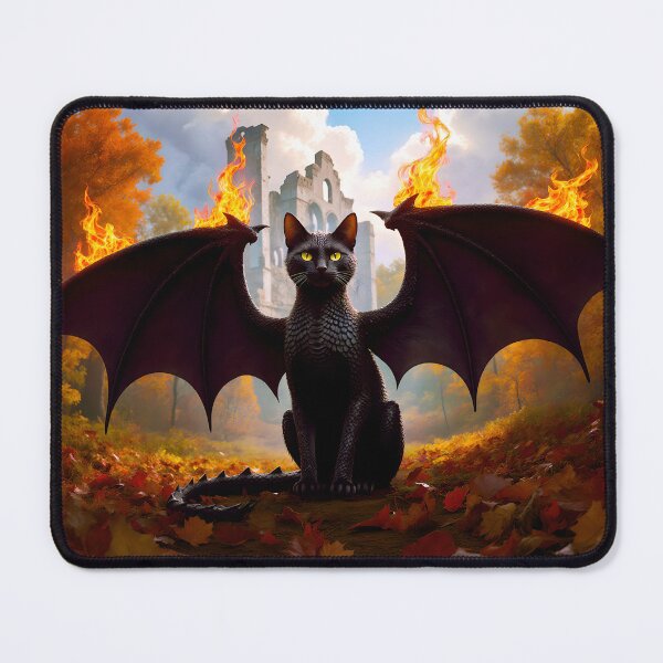 Item preview, A Black Dragon Cat on an Autumn Day designed and sold by Lava Tigers Art.