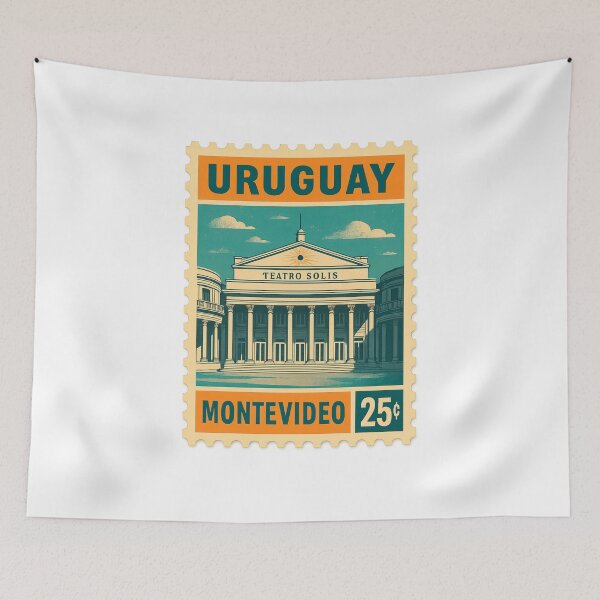 Item preview, Teatro Solís Montevideo Vintage Postage Stamp Illustration designed and sold by CleanQuotes.