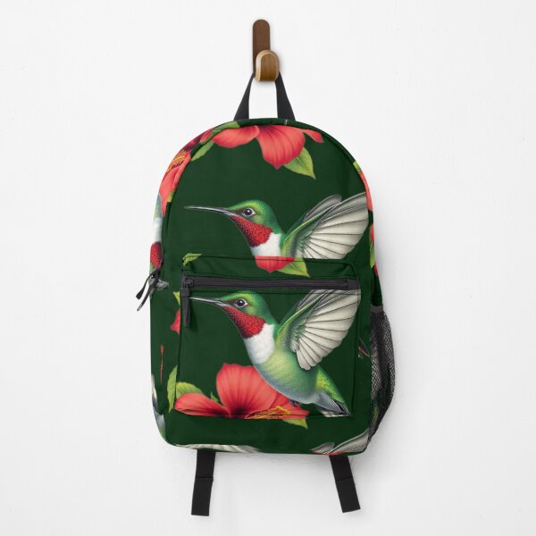 Item preview, Realistic Vibrant Hummingbird with Red Minimalist Flower – Nature Lovers Art designed and sold by Naturalite19.