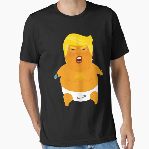Vista previa del artículo con la obra «Bebé inflable gigante de Trump», diseñado y vendido por TrainWreckTees.