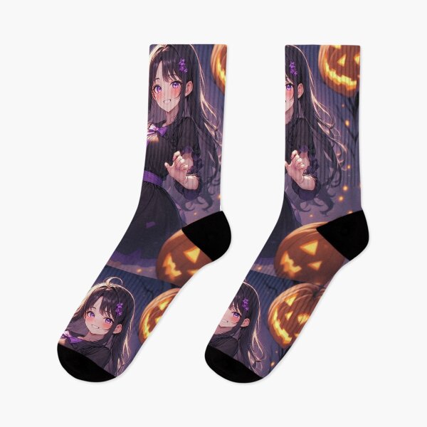 Item preview, Halloween anime girl with pumpkins designed and sold by ArtsJulian.