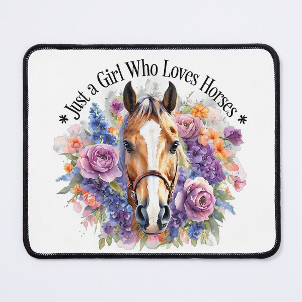 Item preview, Just a Girl Who Loves Horses – Floral Watercolor Equestrian Art designed and sold by PixelExpressStudio.