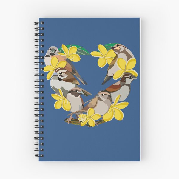 Item preview, Sparrows with plumerias—no heart background  designed and sold by ArtbyMparrish .
