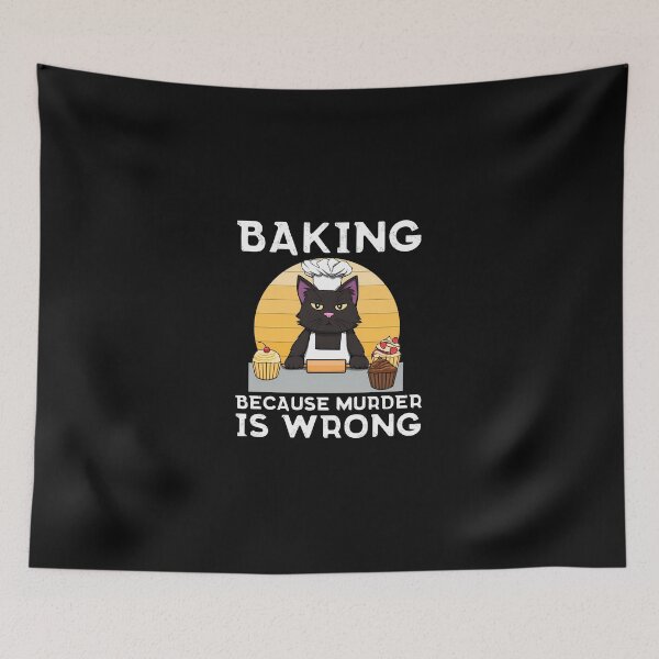 Item preview, Baker-Cat-Baking-Because-Murder-Is-Wrong-Funny designed and sold by dongmarc.