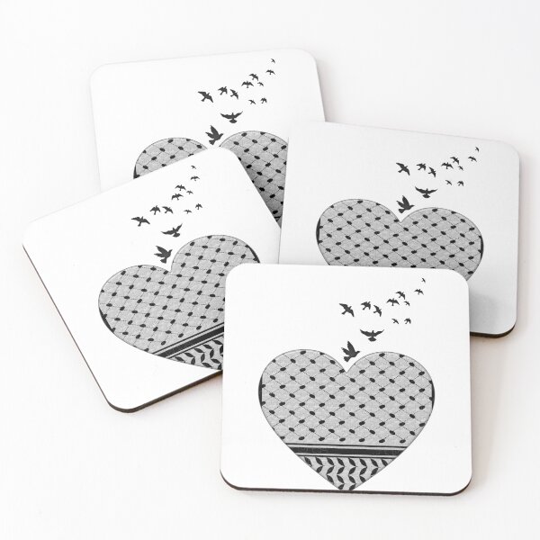 Item preview, Heart Pattern Inspired by Keffiyeh Hebron with Peace Doves designed and sold by ArtVibeDesign.