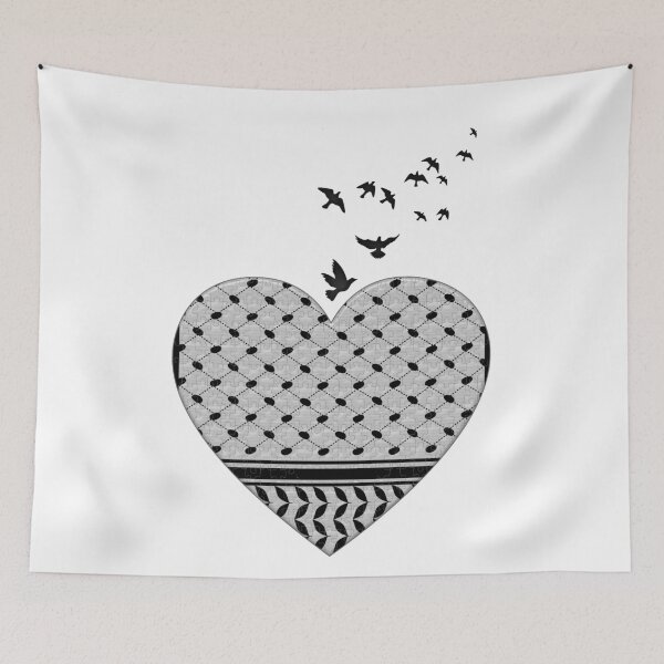 Item preview, Heart Pattern Inspired by Keffiyeh Hebron with Peace Doves designed and sold by ArtVibeDesign.