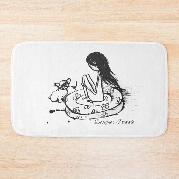 Item preview, Designer Puddle, child in a pool with her dog designed and sold by Running Duck Studio.