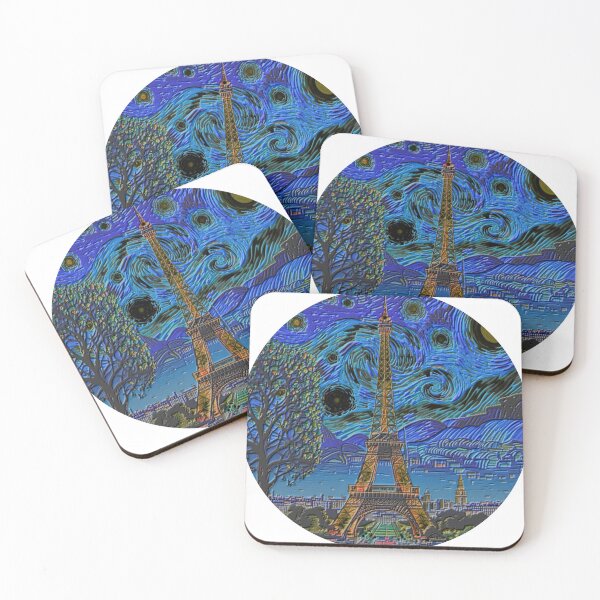 Item preview, eiffel tower dark starry night colorful abstract design designed and sold by SmashingDeals.