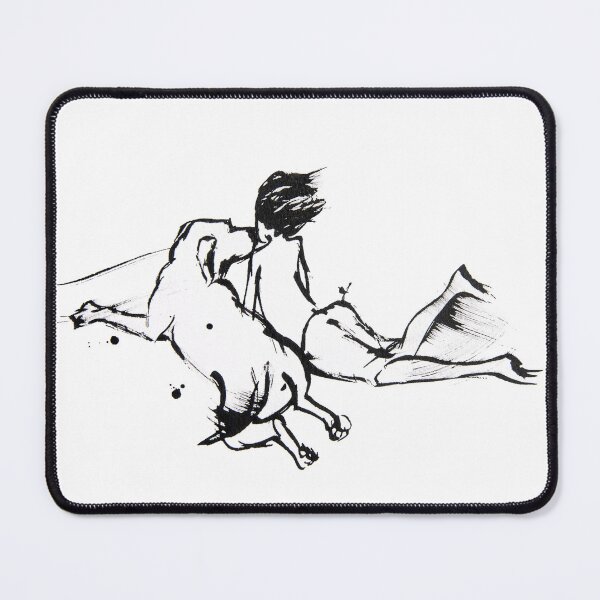 Item preview, Sneaky Kisses es un dibujo de un niño y su perro mascota designed and sold by Running Duck Studio.
