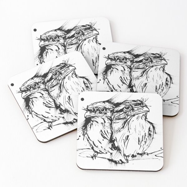 Item preview, Drawing of 2 Cute Tawny Frogmouth Owls - Unbounded Friendship designed and sold by Running Duck Studio.
