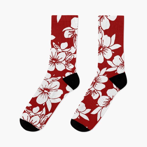 Item preview, Red Floral Pattern With White Cherry Blossoms – Bold Decorative Textile Design designed and sold by Rue Design Company.