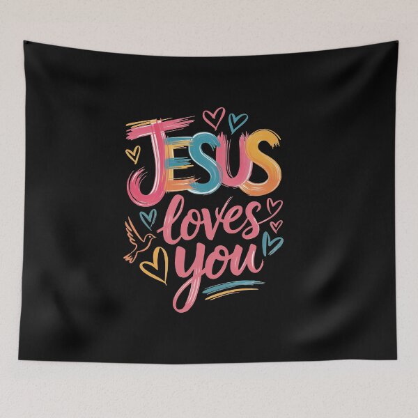 Item preview, Jesus Loves You Christian Decor, Inspirational Bible Verse, Faith Based Home Decoration, Religious Gift for Believers designed and sold by Hope & Light Designs.