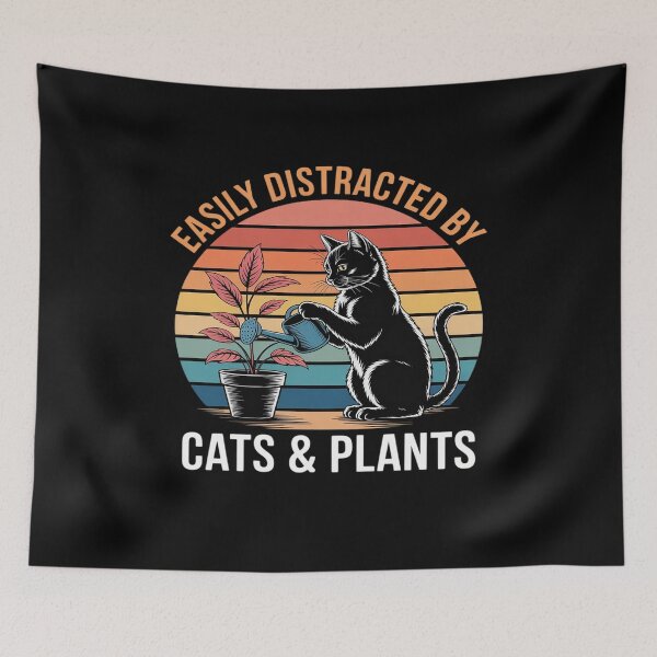Item preview, Easy Distracted By Cats & Plants Funny Gardening Cats Lover designed and sold by BlackStars3Neon.
