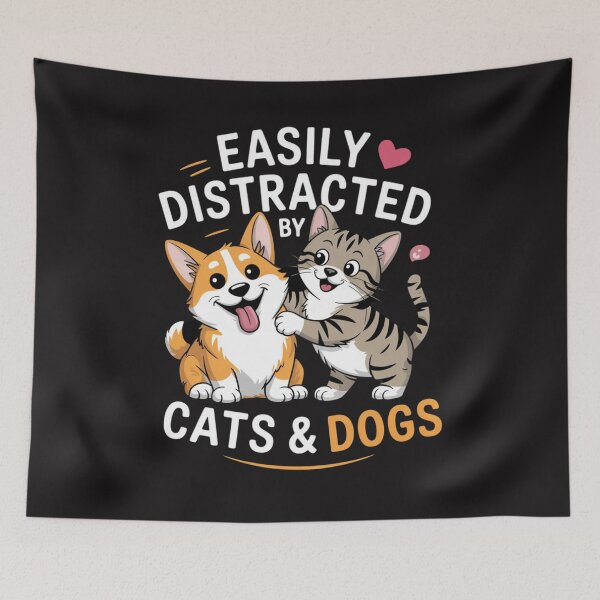 Item preview, Easily distracted by cats & dogs designed and sold by Ikwalima.