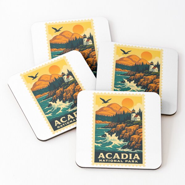 Item preview, vintage stamp acadia national park with eagle sun moutnain beach designed and sold by astriebatik.