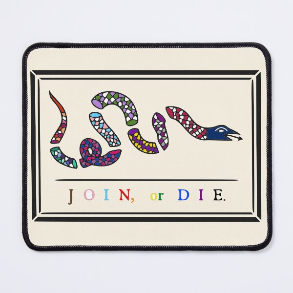 Item preview, Join or Die Pride (version 1, USA flag color snakehead w/ border) designed and sold by Delinquent Doll.