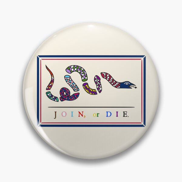 Item preview, Join or Die Pride (version 3, USA flag color snakehead w/ USA border) designed and sold by Delinquent Doll.