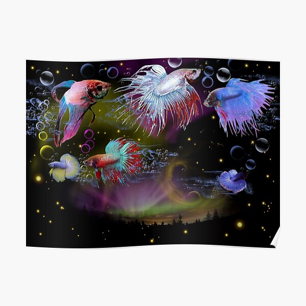Japanese Fighting SKY Fish Poster