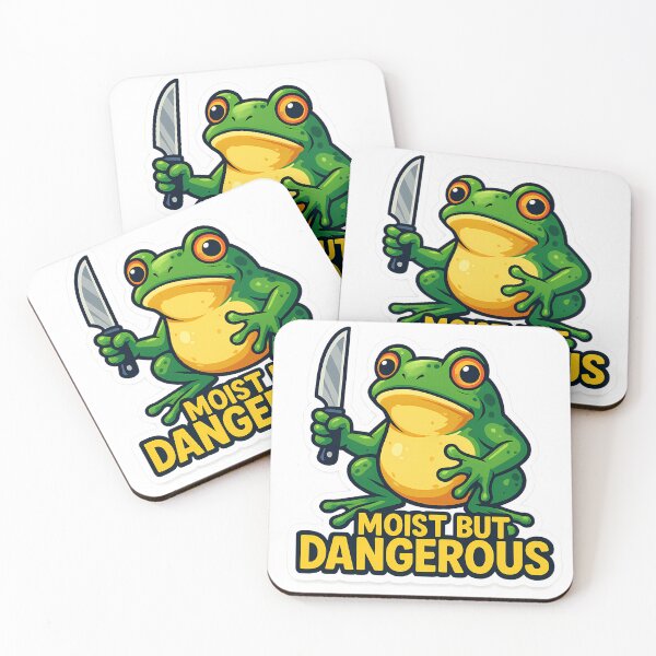 Item preview, Moist but Dangerous – Funny Frog Sticker Art designed and sold by BrightmapStudio.