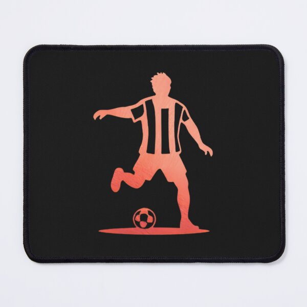 Item preview, Soccer player wearing strips jersey in a playground dribbling with football_Red paint designed and sold by Aariq.