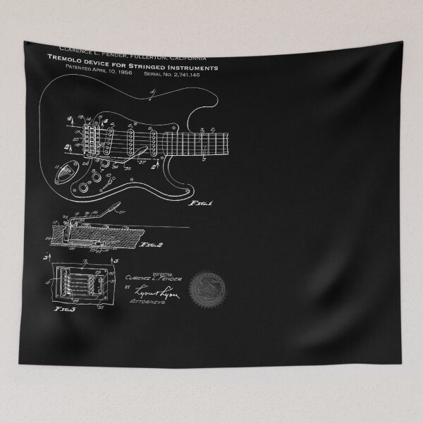 Item preview, 1956 Stratocaster Guitar Patent Office Drawing Tremolo Bar designed and sold by SabiPires.