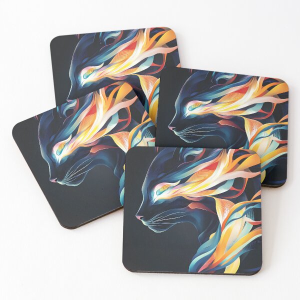 Item preview, Abstract colorful cat with glowing eyes and flowing flames designed and sold by Cute-huh.