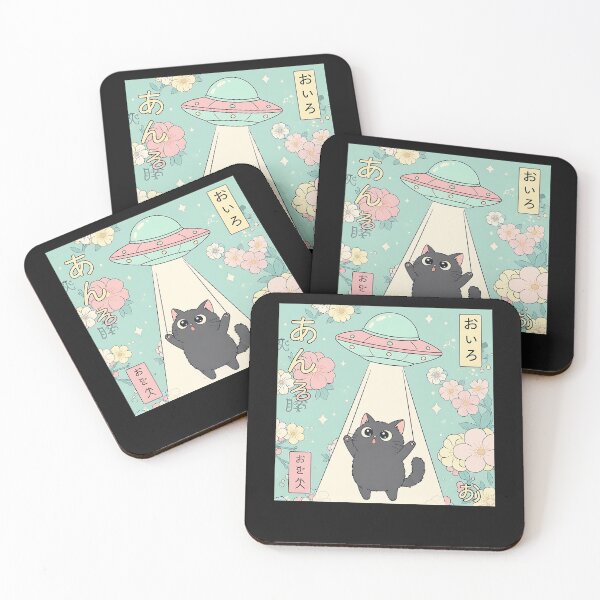 Item preview, Kawaii Retro Alien Cat UFO Abduction  designed and sold by cawtoon.